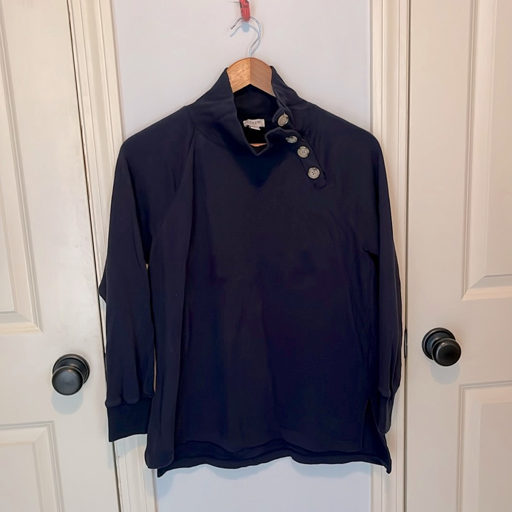 J.Crew mockneck navy pullover sweatshirt with buttons